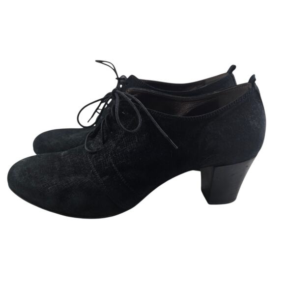 AGL Attilio Giusti Leombruni Heels Black Suede Lace Up Preppy Womens 11 41 Italy - Picture 6 of 12